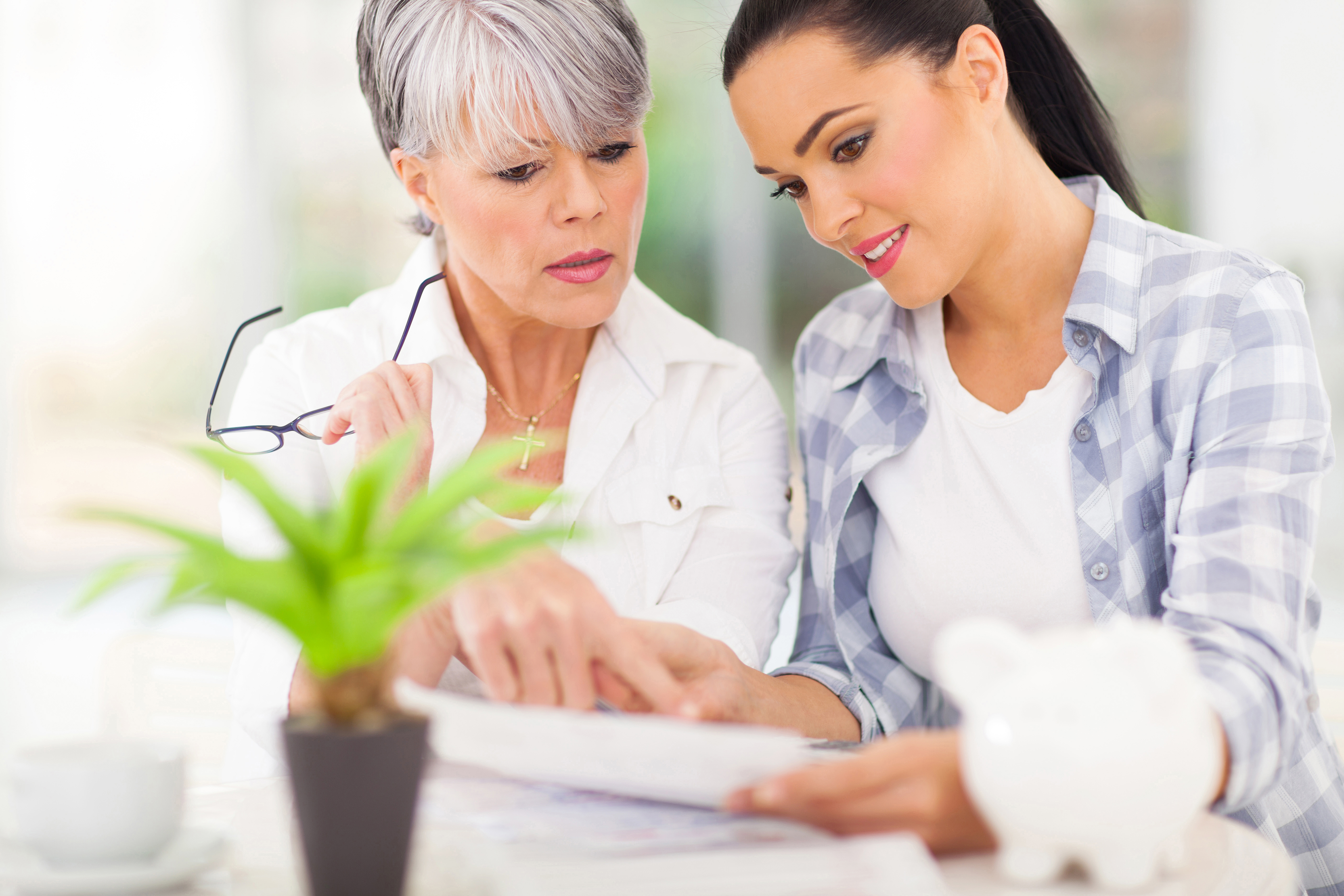 Aging mother with daughter